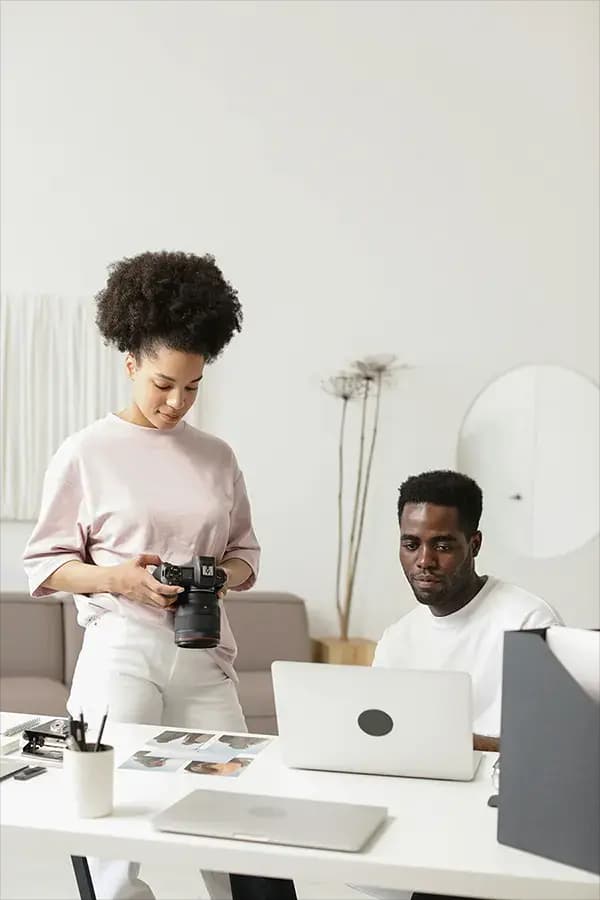 Professional ecommerce photo editing team reviewing product images